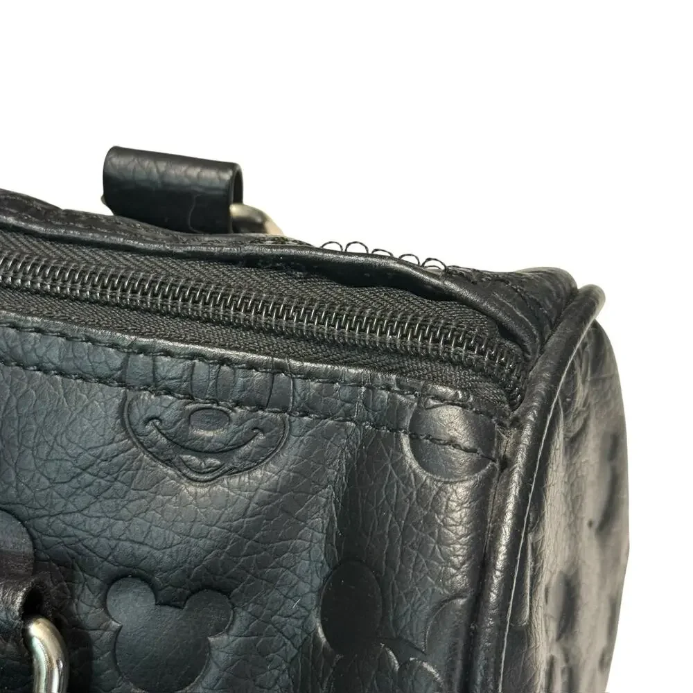 Disney Boutique Mickey & Minnie Mouse Black Faux Leather Barrel Satchel & Wallet